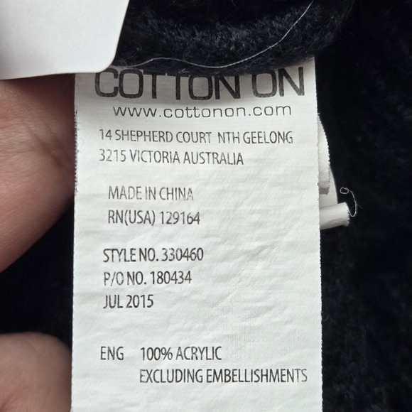 Cotton On Men Beanie ONE SIZE Black Knit Foldover Acrylic - Picture 3 of 8